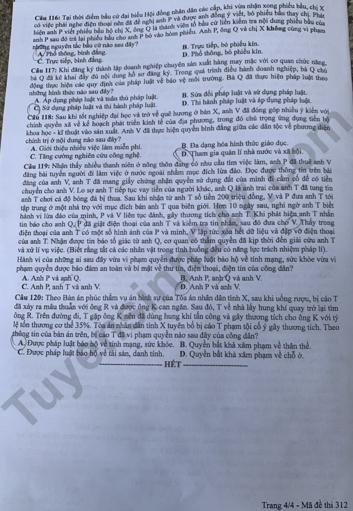 de thi tot nghiep thpt 2024 mon giao duc cong dan ma de 312 hinh 4