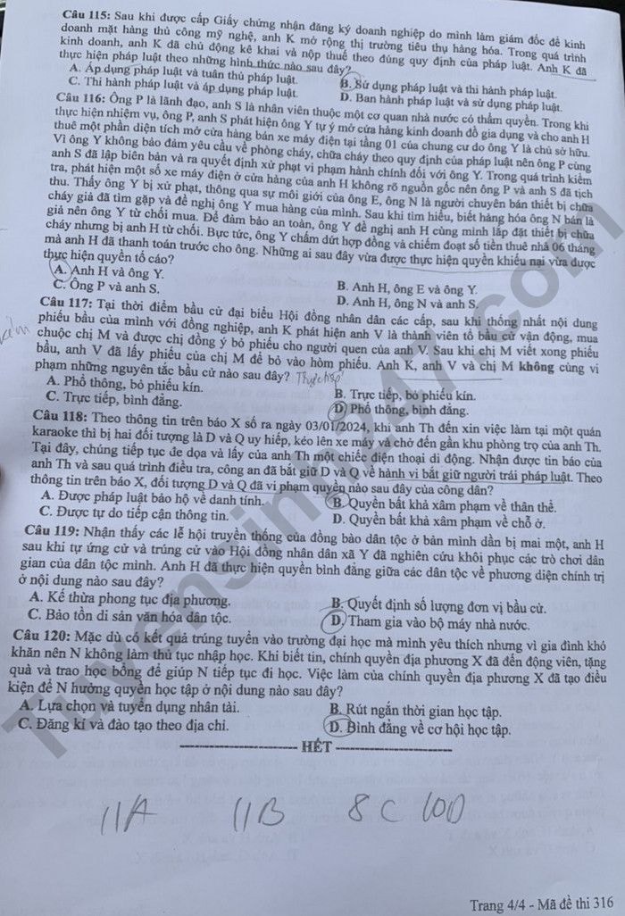 de thi tot nghiep thpt 2024 mon giao duc cong dan ma de 316 hinh 4