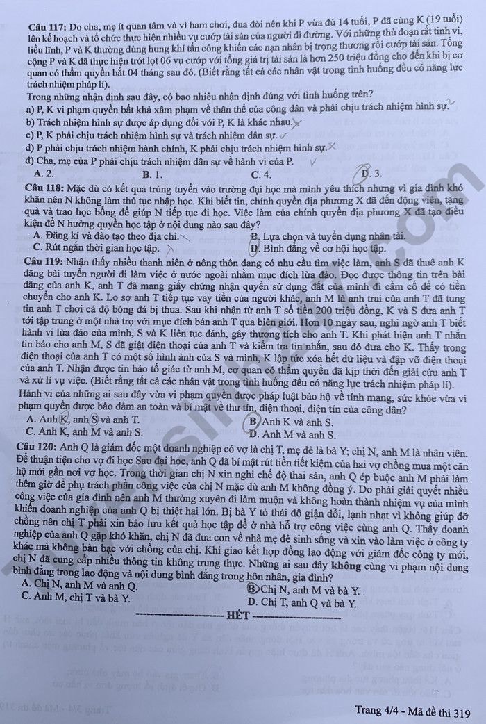 de thi tot nghiep thpt 2024 mon giao duc cong dan ma de 319 hinh 4