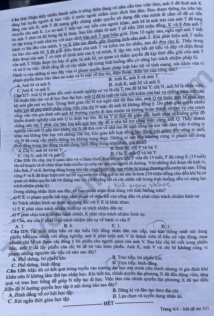 de thi tot nghiep thpt 2024 mon giao duc cong dan ma de 321 hinh 4