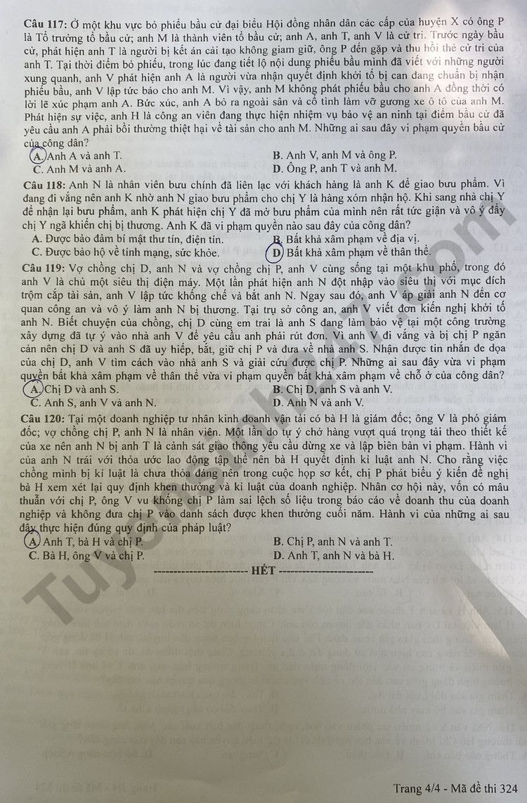 de thi tot nghiep thpt 2024 mon giao duc cong dan ma de 324 hinh 4