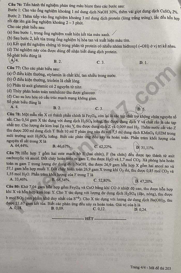 de thi tot nghiep thpt 2024 mon hoa hoc ma de 203 hinh 4