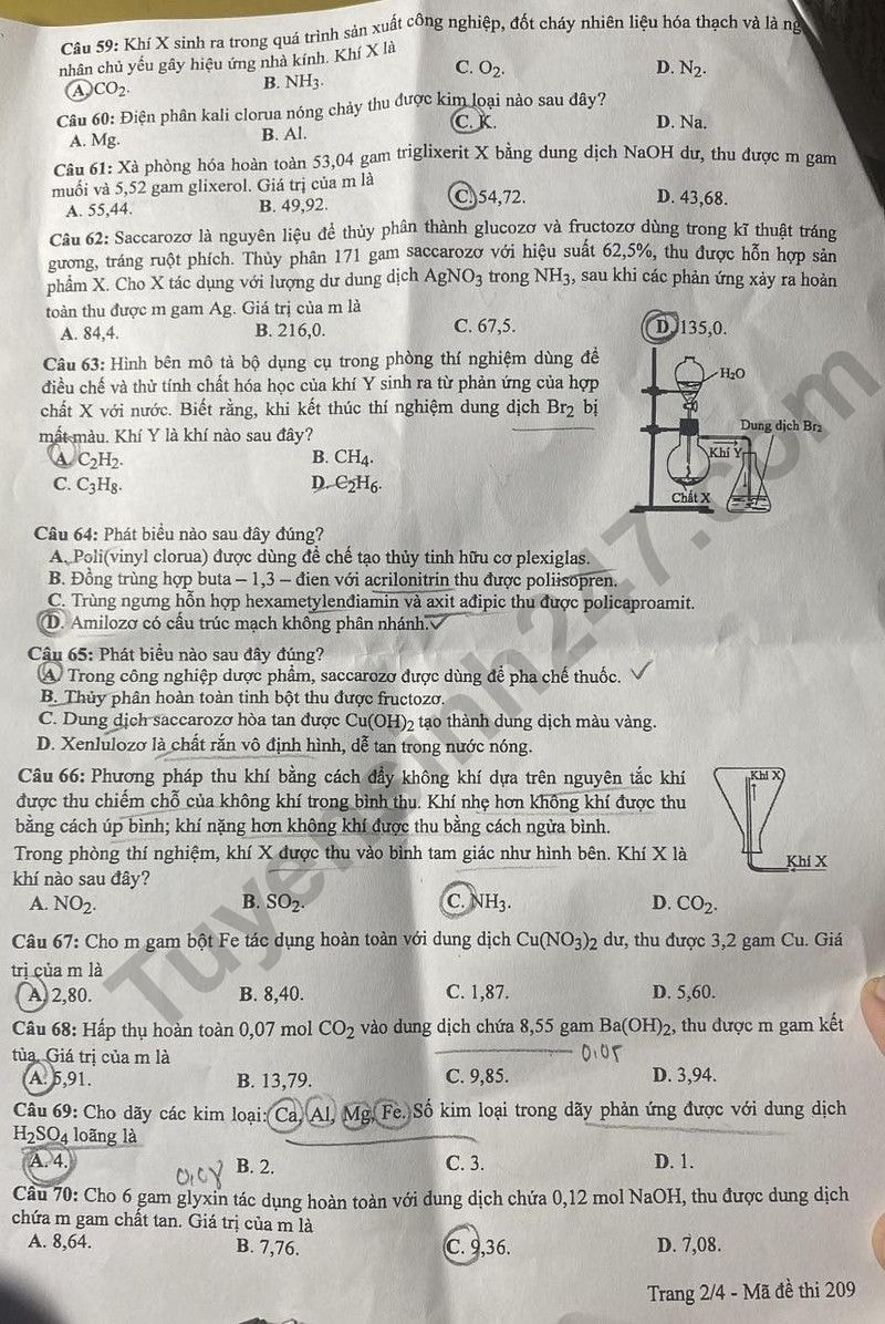 de thi tot nghiep thpt 2024 mon hoa hoc ma de 209 hinh 2