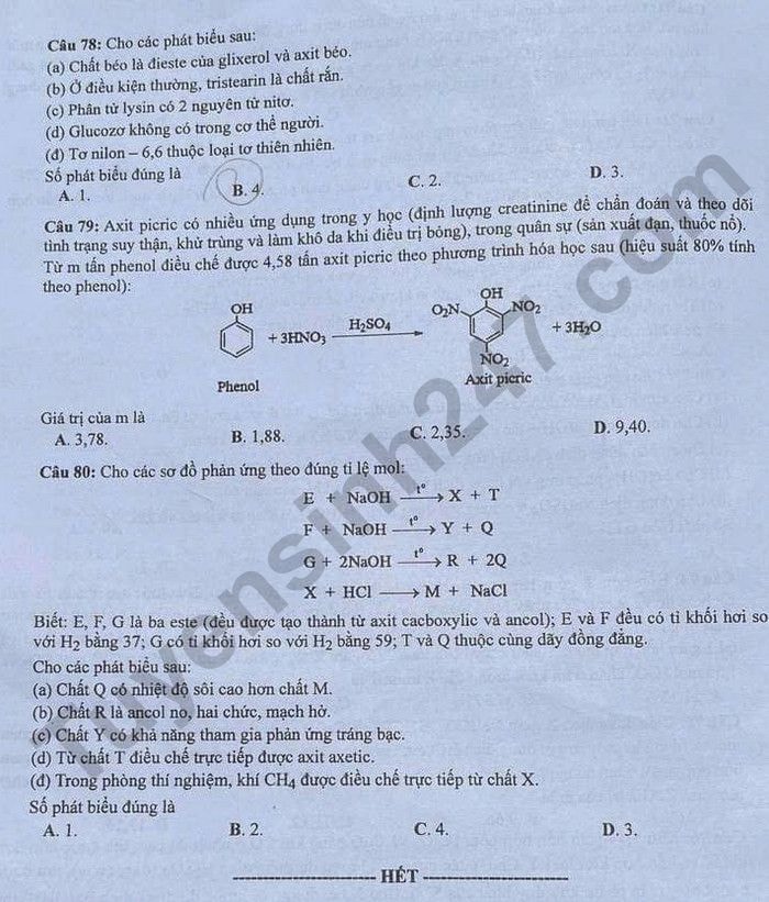 de thi tot nghiep thpt 2024 mon hoa hoc ma de 212 hinh 4