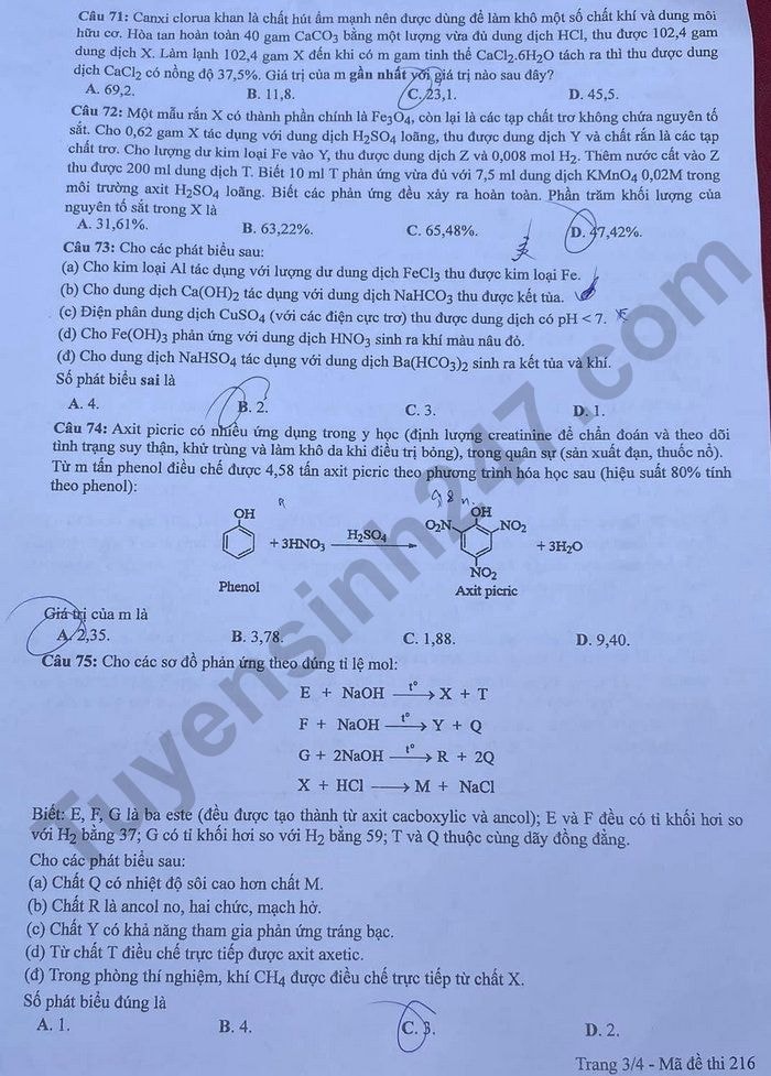 de thi tot nghiep thpt 2024 mon hoa hoc ma de 216 hinh 3