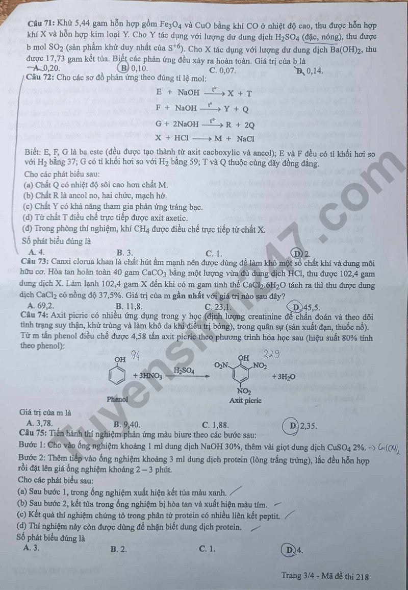 de thi tot nghiep thpt 2024 mon hoa hoc ma de 218 hinh 3