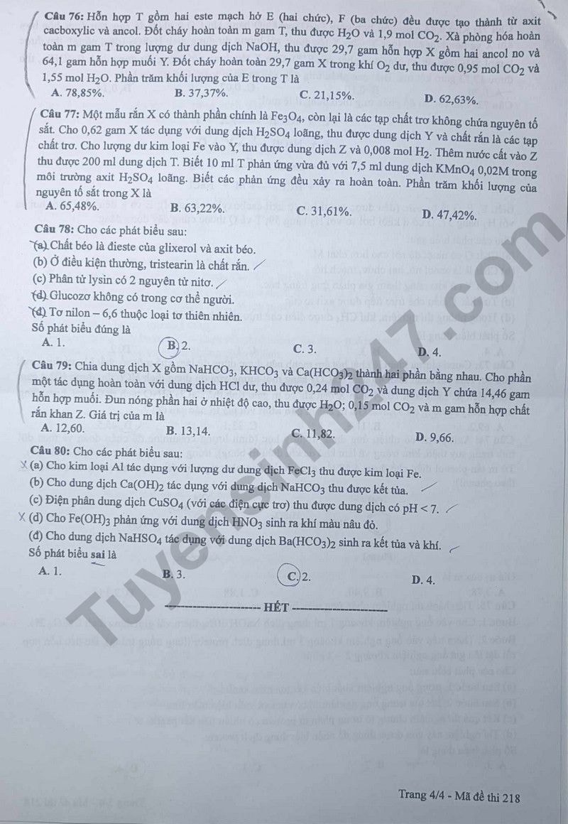de thi tot nghiep thpt 2024 mon hoa hoc ma de 218 hinh 4
