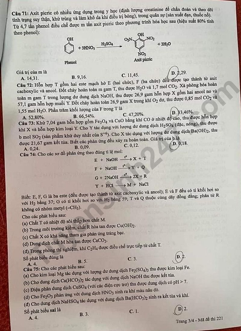 de thi tot nghiep thpt 2024 mon hoa hoc ma de 221 hinh 3