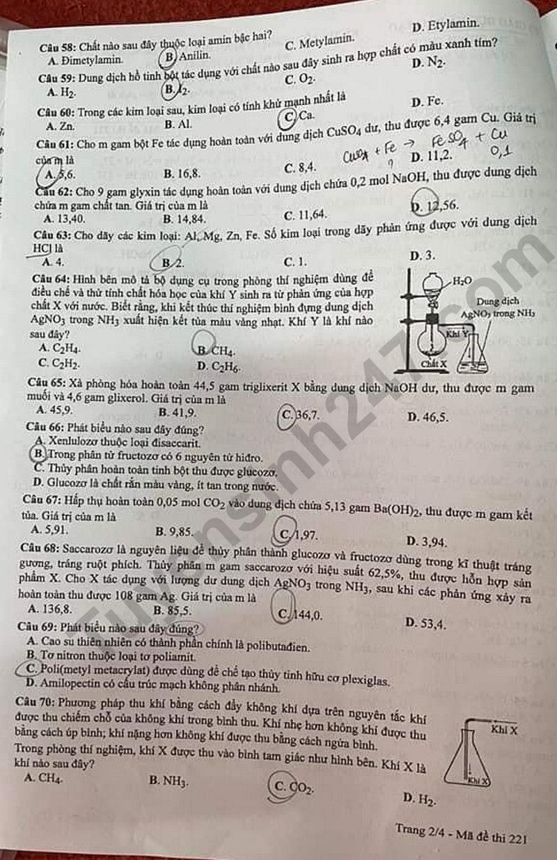 de thi tot nghiep thpt 2024 mon hoa hoc ma de 221 hinh 2