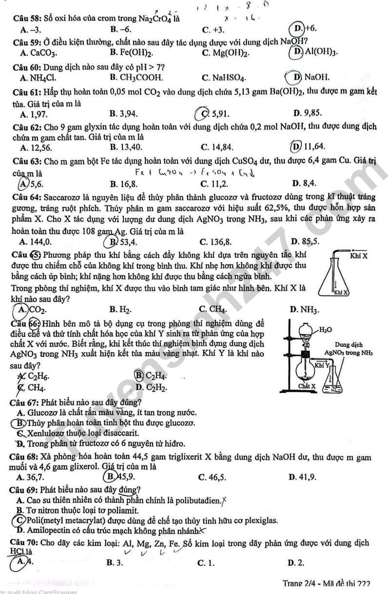 de thi tot nghiep thpt 2024 mon hoa hoc ma de 222 hinh 2