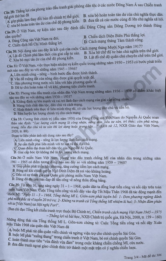 de thi tot nghiep thpt 2024 mon lich su ma de 306 hinh 3