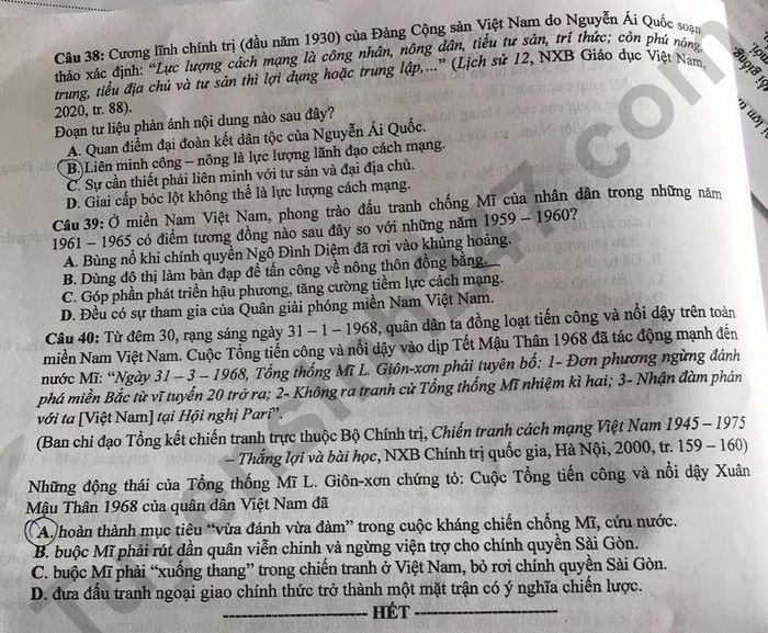 de thi tot nghiep thpt 2024 mon lich su ma de 312 hinh 4