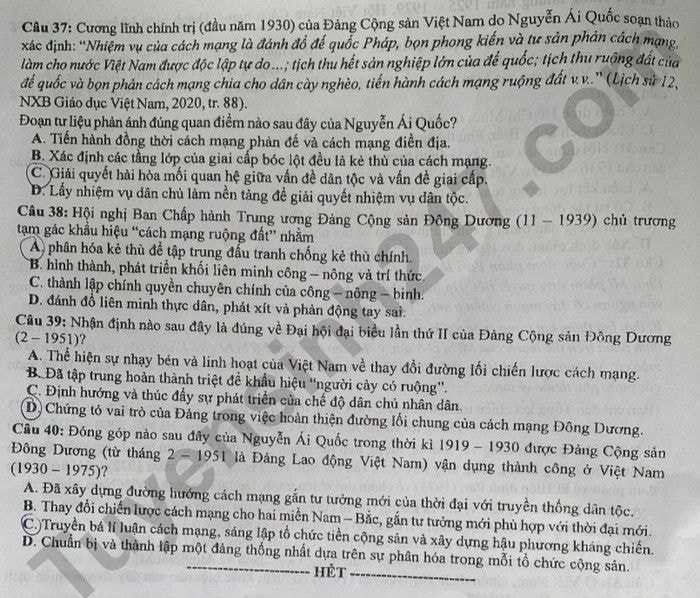 de thi tot nghiep thpt 2024 mon lich su ma de 316 hinh 4