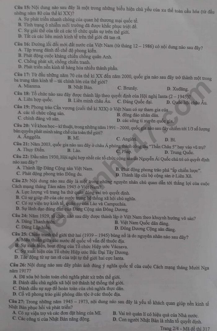 de thi tot nghiep thpt 2024 mon lich su ma de 317 hinh 2