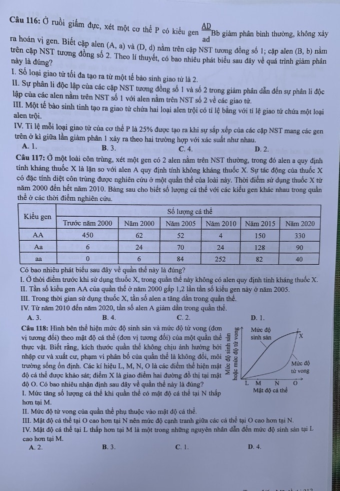 de thi tot nghiep thpt 2024 mon sinh hoc ma de 212 hinh 5