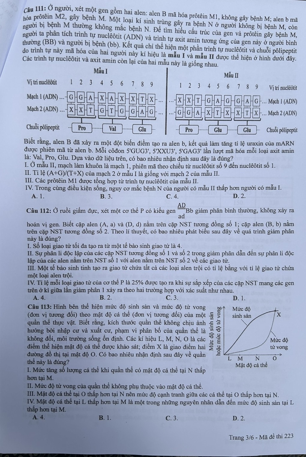 de thi tot nghiep thpt 2024 mon sinh hoc ma de 223 hinh 3