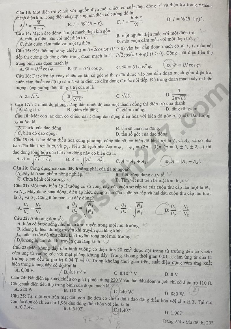 de thi tot nghiep thpt 2024 mon vat li ma de 203 hinh 2