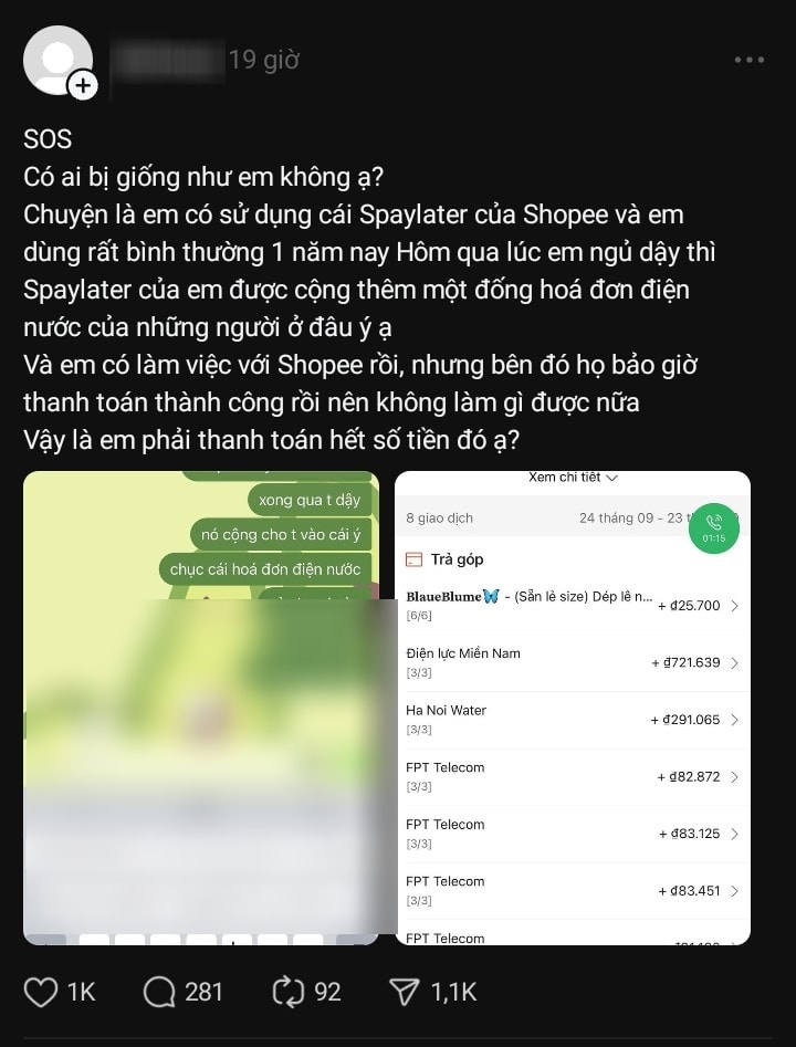 xon xao vu viec khach hang cua shopee phan anh vi tra sau spaylater thanh toan hang loat hoa don la hinh 1
