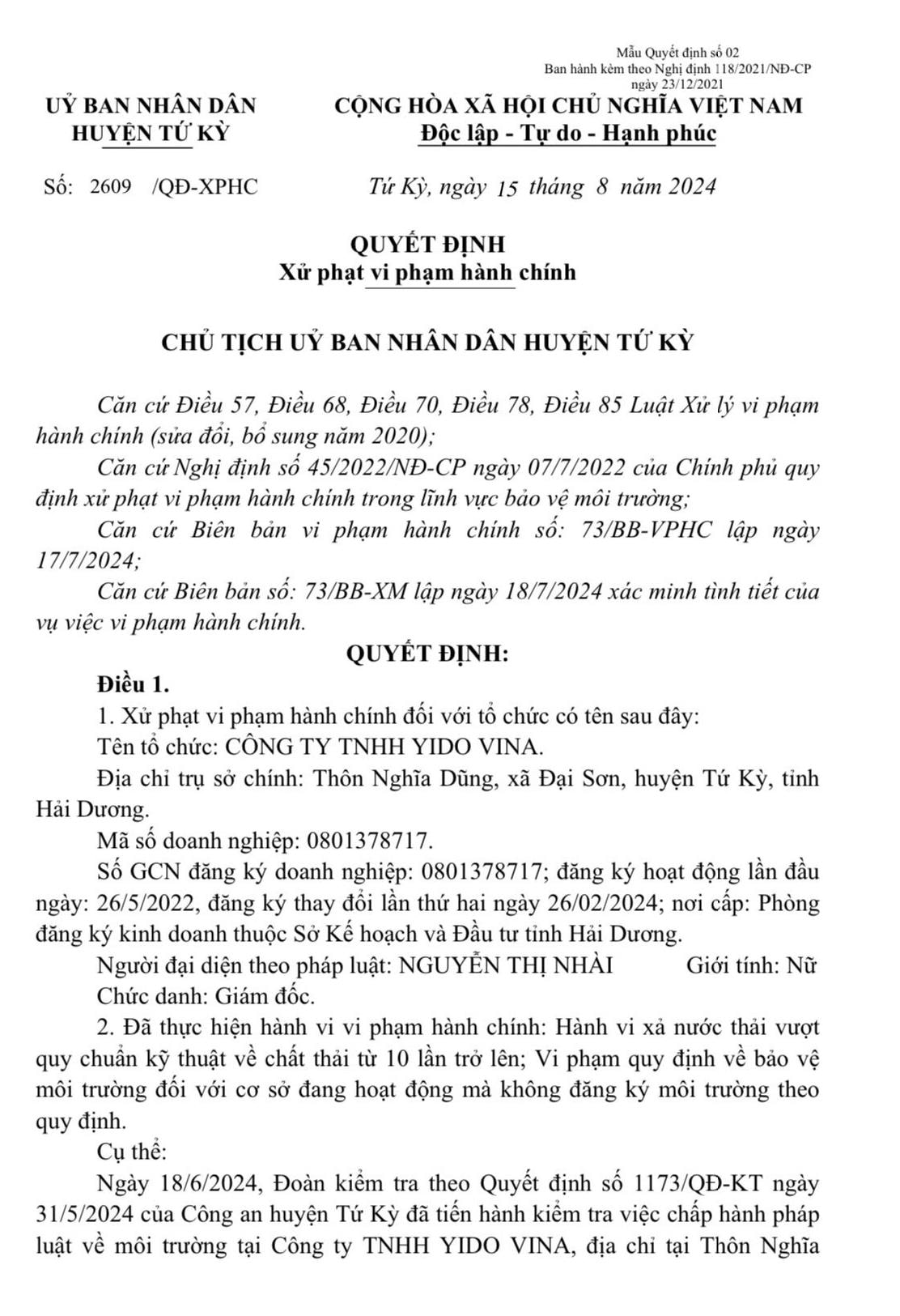 xa nuoc thai vuot chuan 1 cong ty o hai duong bi xu phat 176 trieu dong hinh 1