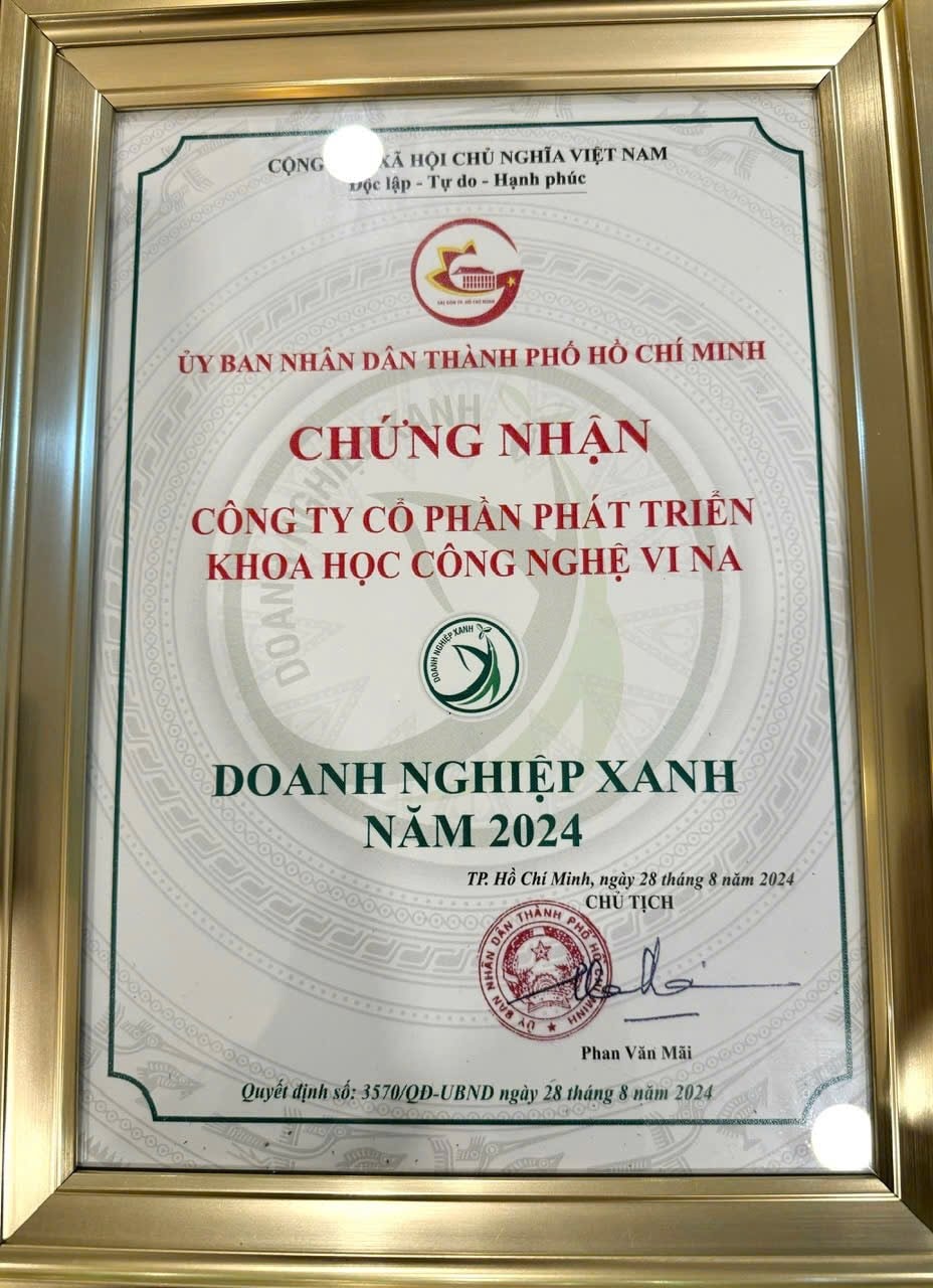 vina chg duoc vinh danh danh hieu doanh nghiep xanh tp hcm nam 2024 hinh 2