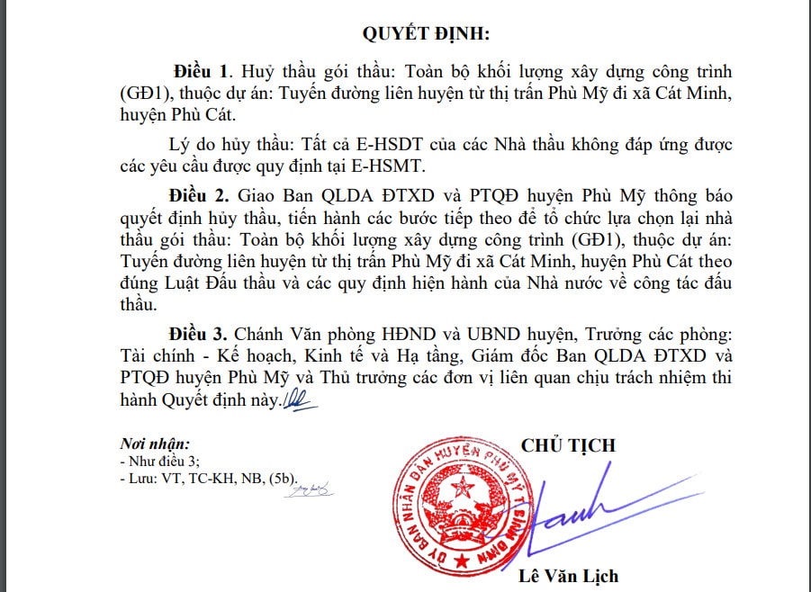 binh dinh huy thau goi thau xay dung tuyen duong lien huyen tri gia hon 110 ty dong do nha thau bi danh truot hinh 2