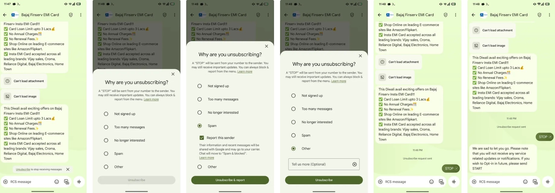 google messages cap nhat de dang huy dang ky va bao cao tin nhan rac hinh 2