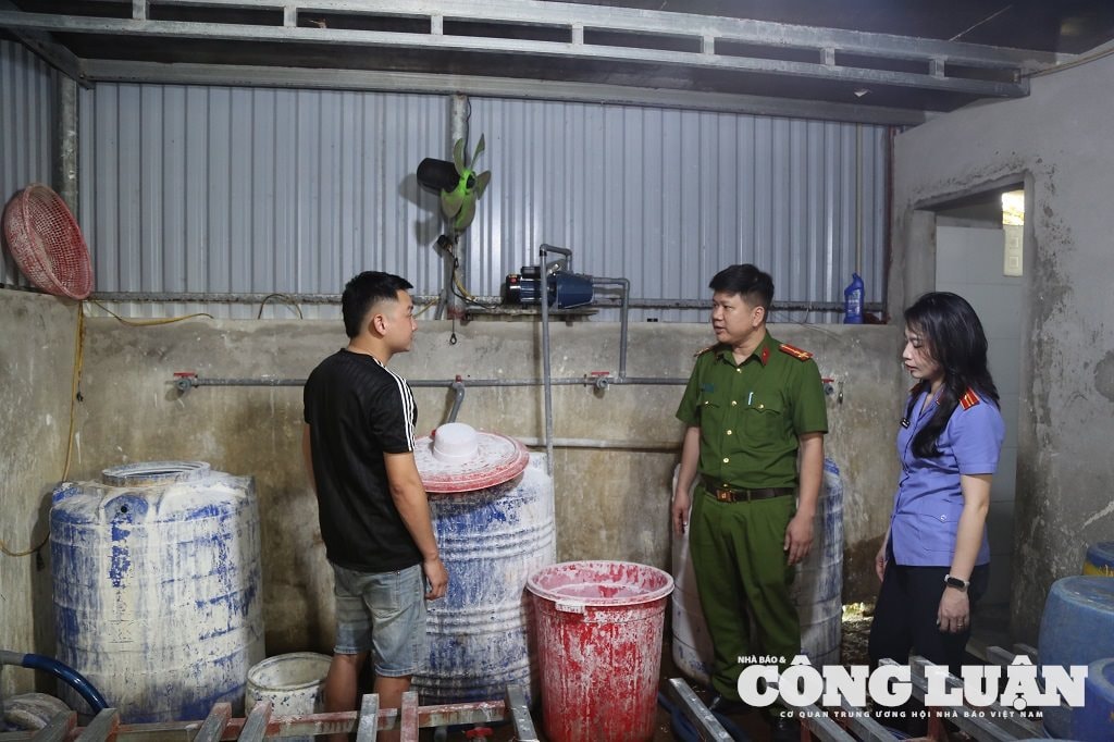 Cơ quan chức năng kiểm tra khu vực sản xuất giá đỗ của cơ sở sản xuất do đối tượng Nguyễn Văn Hướng làm chủ