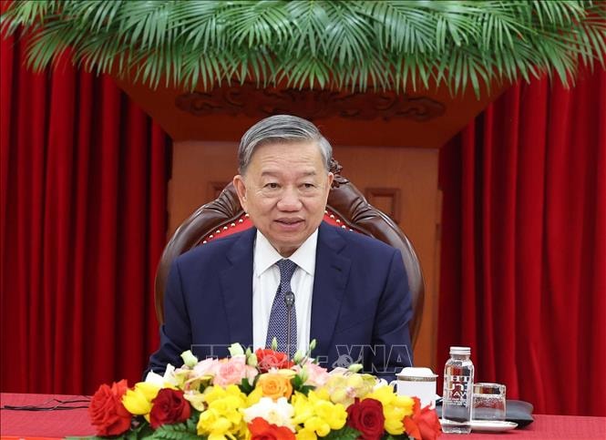 Tổng Bí thư Tô Lâm điện đàm với Chủ tịch Hội đồng châu Âu António Costa. Ảnh: TTXVN