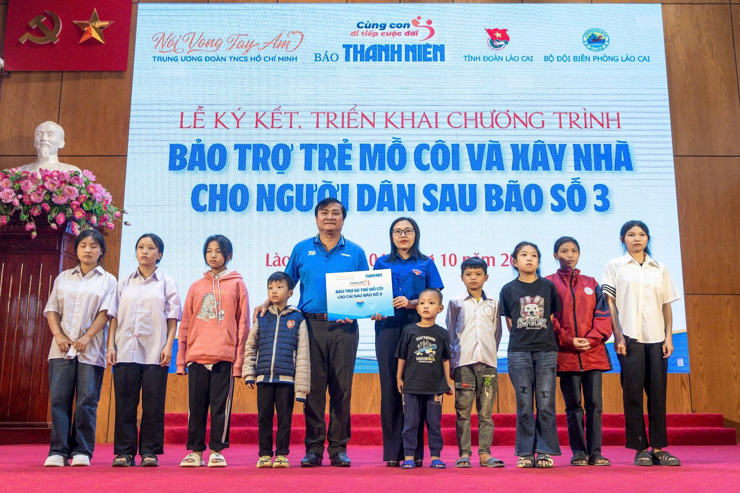 Tổng Biên tập Báo Thanh Niên, ông Nguyễn Ngọc Toàn tại Lễ ký kết và triển khai Dự án ‘Cùng con đi tiếp cuộc đời’ bảo trợ trẻ mồ côi và xây nhà cho người dân sau bão số 3 (Yagi) tháng 10/2024.