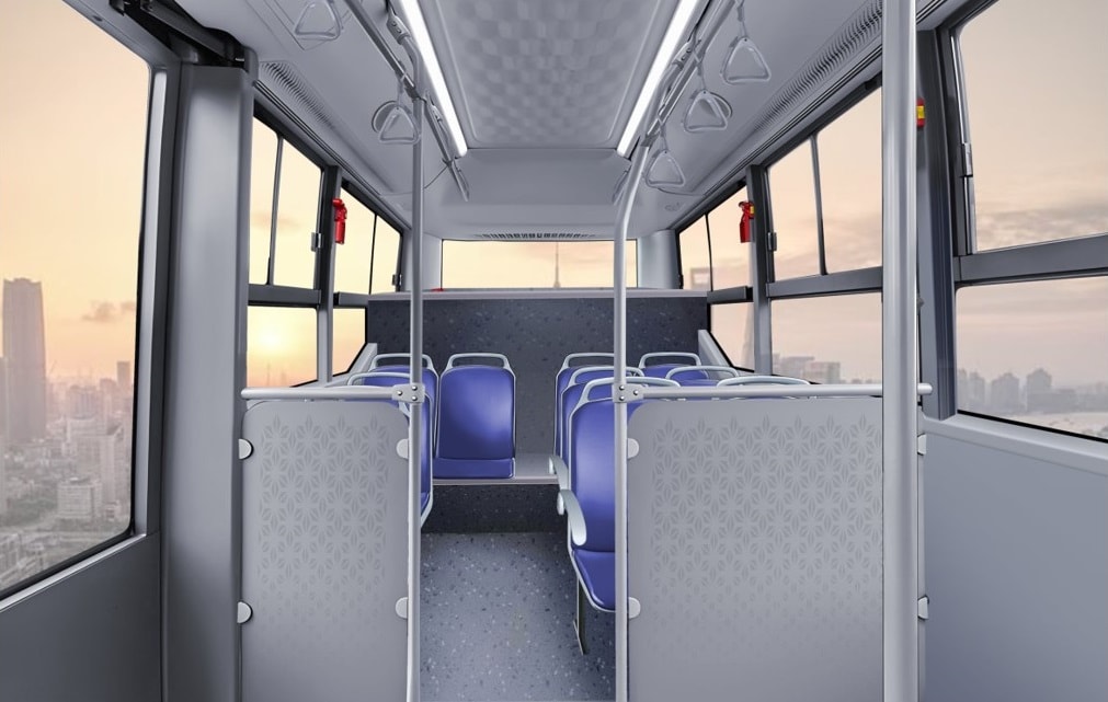 Thiết kế bên trong của phiên bản xe buýt điện đô thị VinFast EB 6 - Ảnh: VF