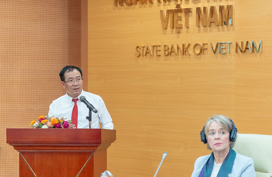 Ông Đoàn Ngọc Lưu - Phó Tổng Giám đốc Agribank chia sẻ tại Tọa đàm.
