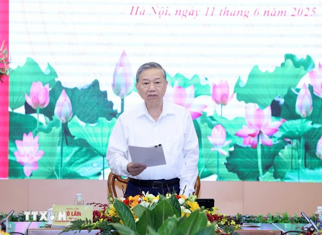 Tổng Bí thư Tô Lâm phát biểu chỉ đạo. (Ảnh: Thống Nhất/TTXVN) ttxvn-tong-bi-thu-ban-tuyen-giao-6.jpg