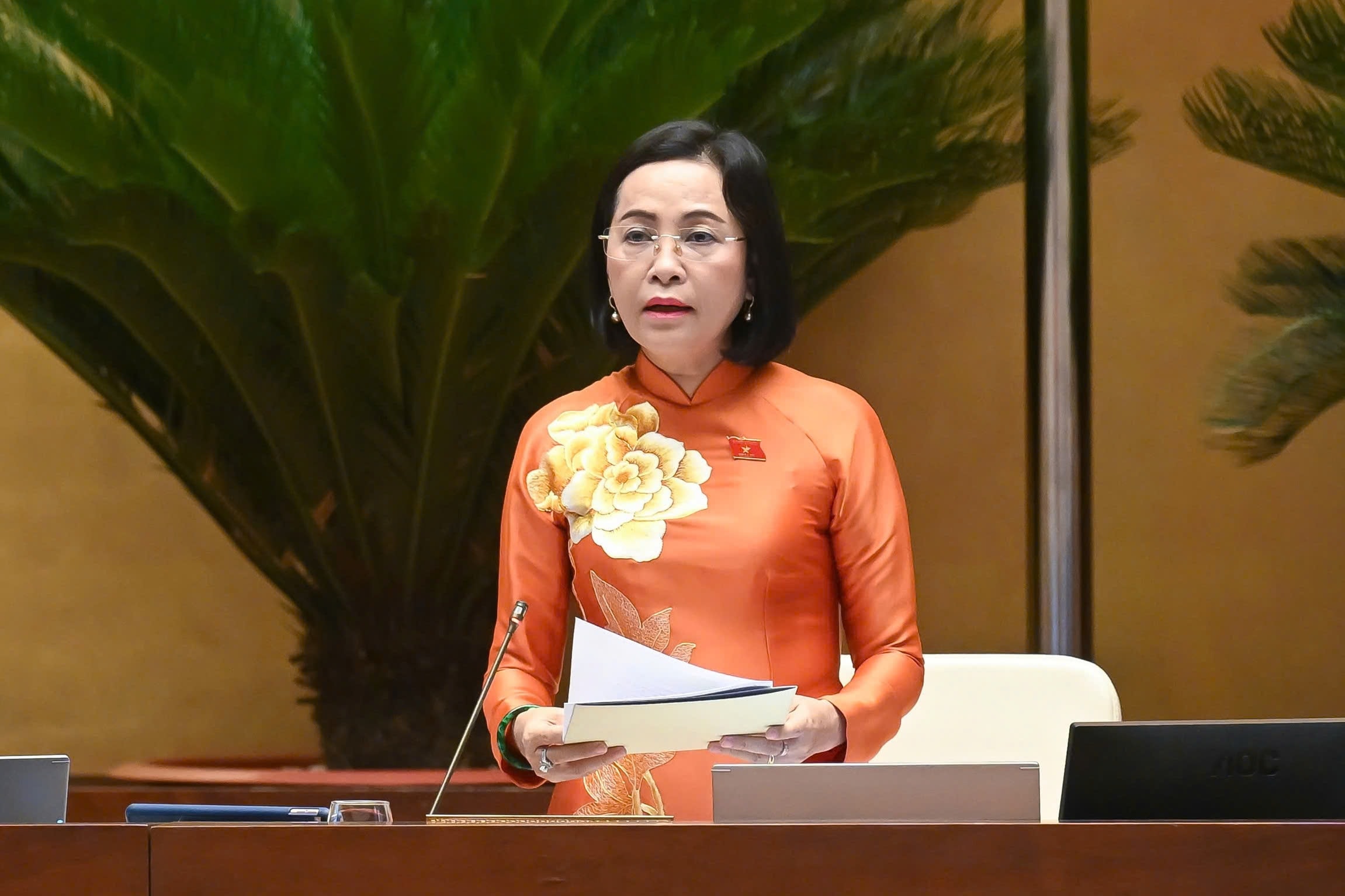 Phó Chủ tịch Quốc hội Nguyễn Thị Thanh điều hành phiên họp.