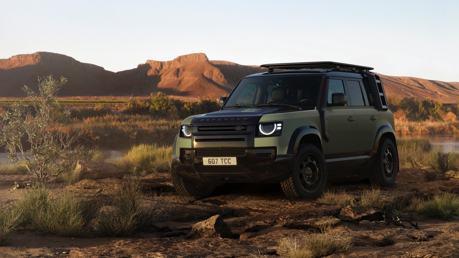 Defender 110 Trophy Edition phiên bản màu xanh.