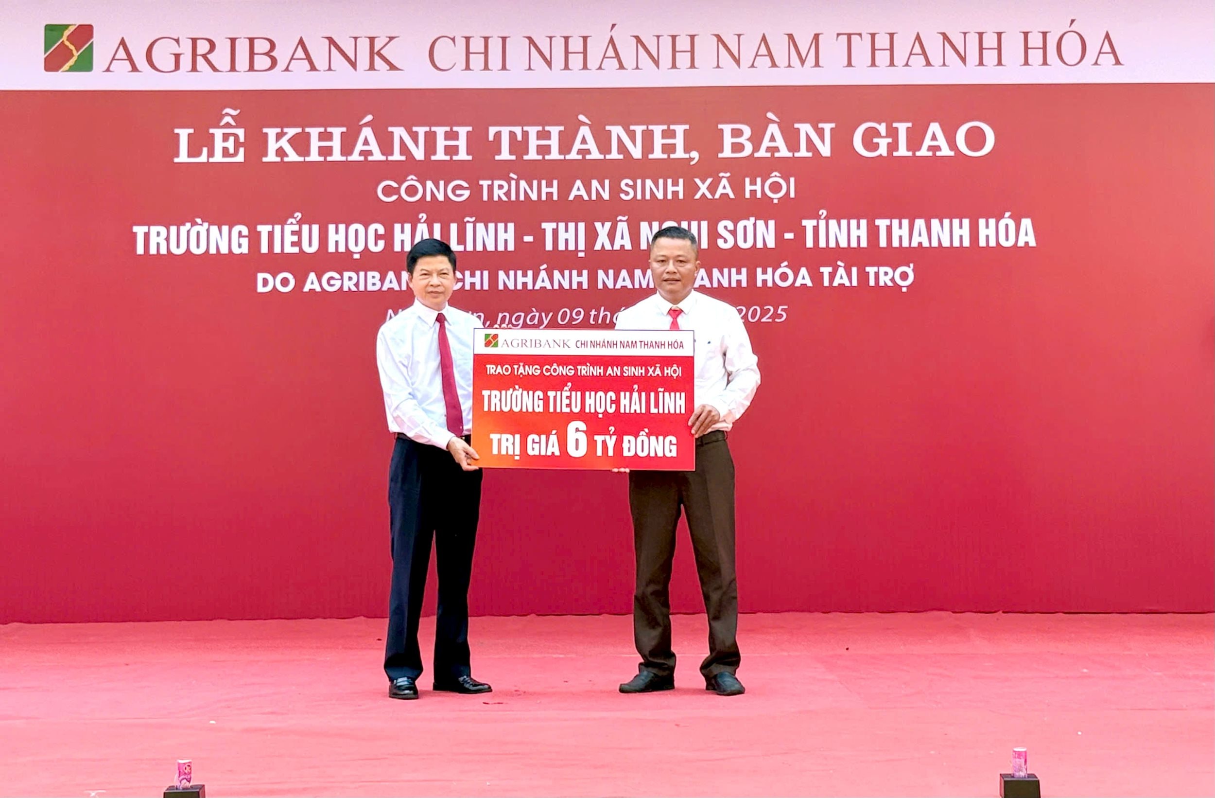 Agribank Nam Thanh Hóa tài trợ kinh phí xây dựng Trường Tiểu học Hải Lĩnh