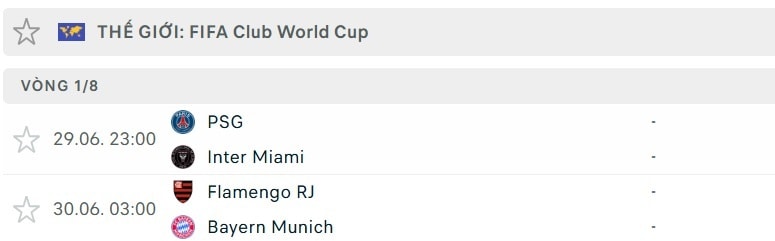 Lịch thi đấu FIFA Club World Cup 2025