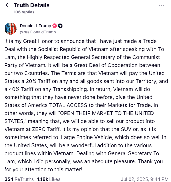 Hình ảnh: Hoa Kỳ sẽ cắt giảm đáng kể thuế đối ứng cho nhiều hàng hóa xuất khẩu của Việt Nam số 3