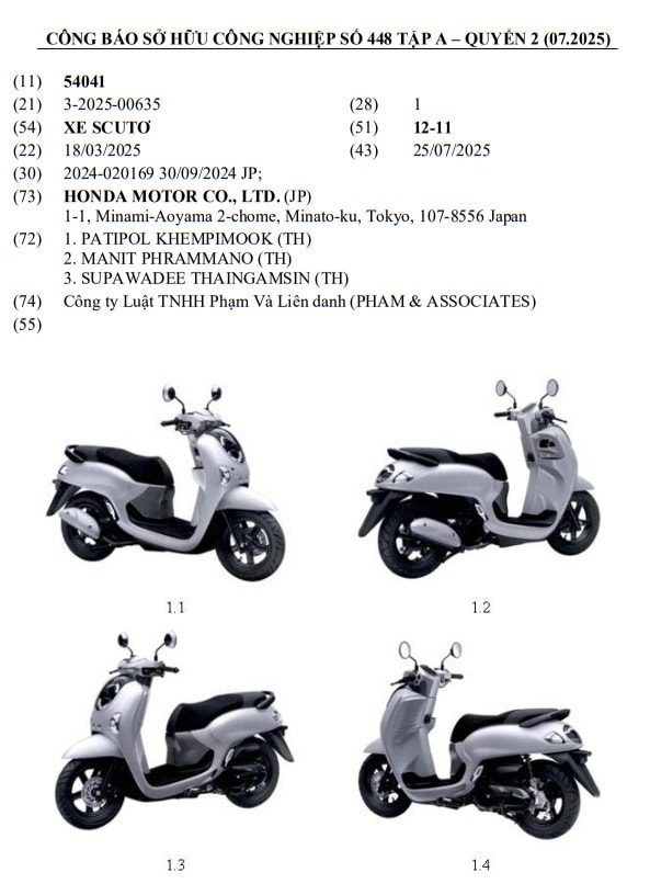Honda Scoopy 2025 đăng ký kiểu dáng công nghiệp Việt Nam