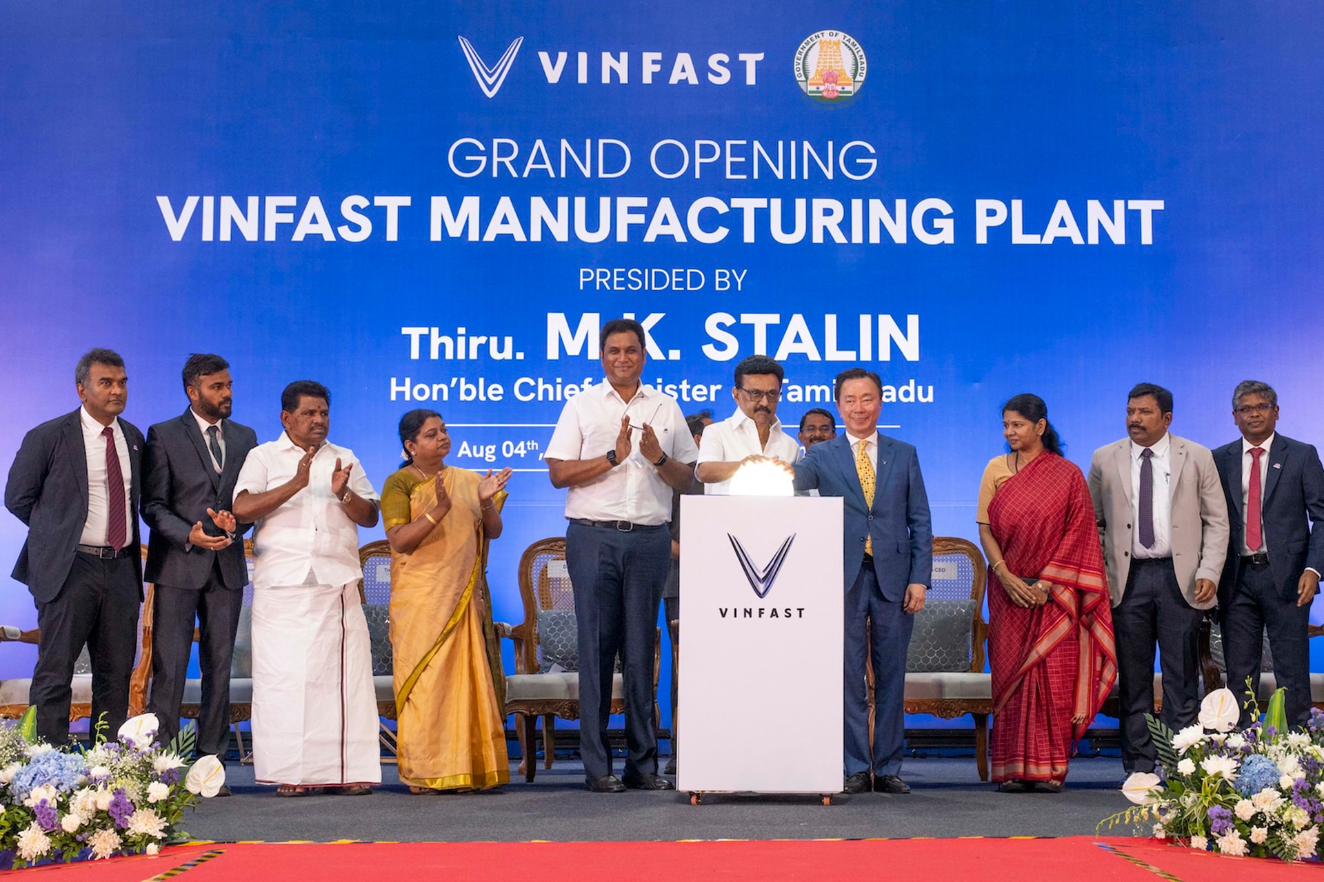 Lễ khánh thành nhà máy ô tô điện VinFast Tamil Nadu tại Ấn Độ - Ảnh: VinFast Ấn Độ