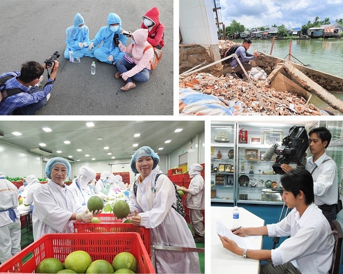 Các phóng viên, nhà báo không ngại khó khăn dấn thân vào mọi lĩnh vực để tác nghiệp. Ảnh Minh Học