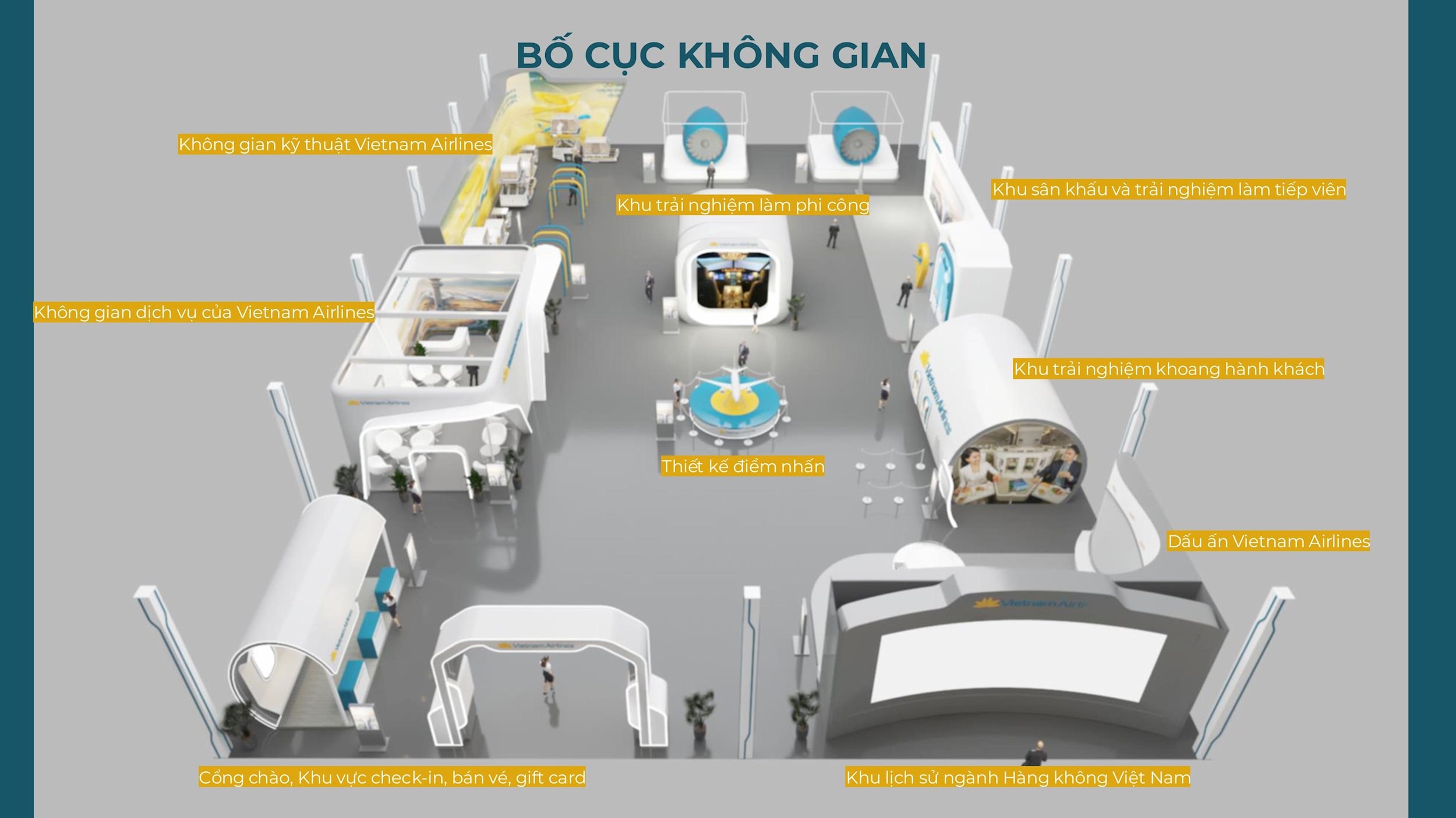 Bố cục không gian Vietnam Airlines tại Triển lãm A80-trang