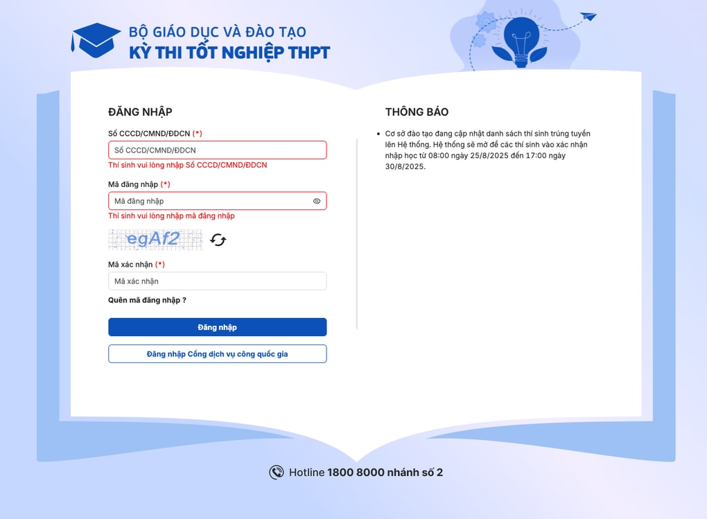 Cách tra cứu trúng tuyển và xác nhận nhập học trên cổng của Bộ Giáo dục - 1