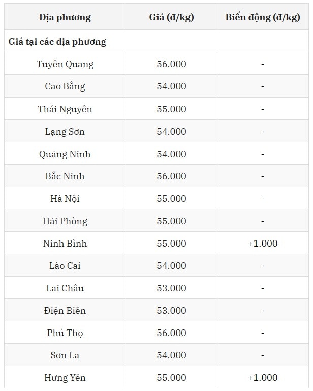 Miền Bắc dậy sóng với mức tăng đột ngột, có nơi đạt 56.000 đồng kg