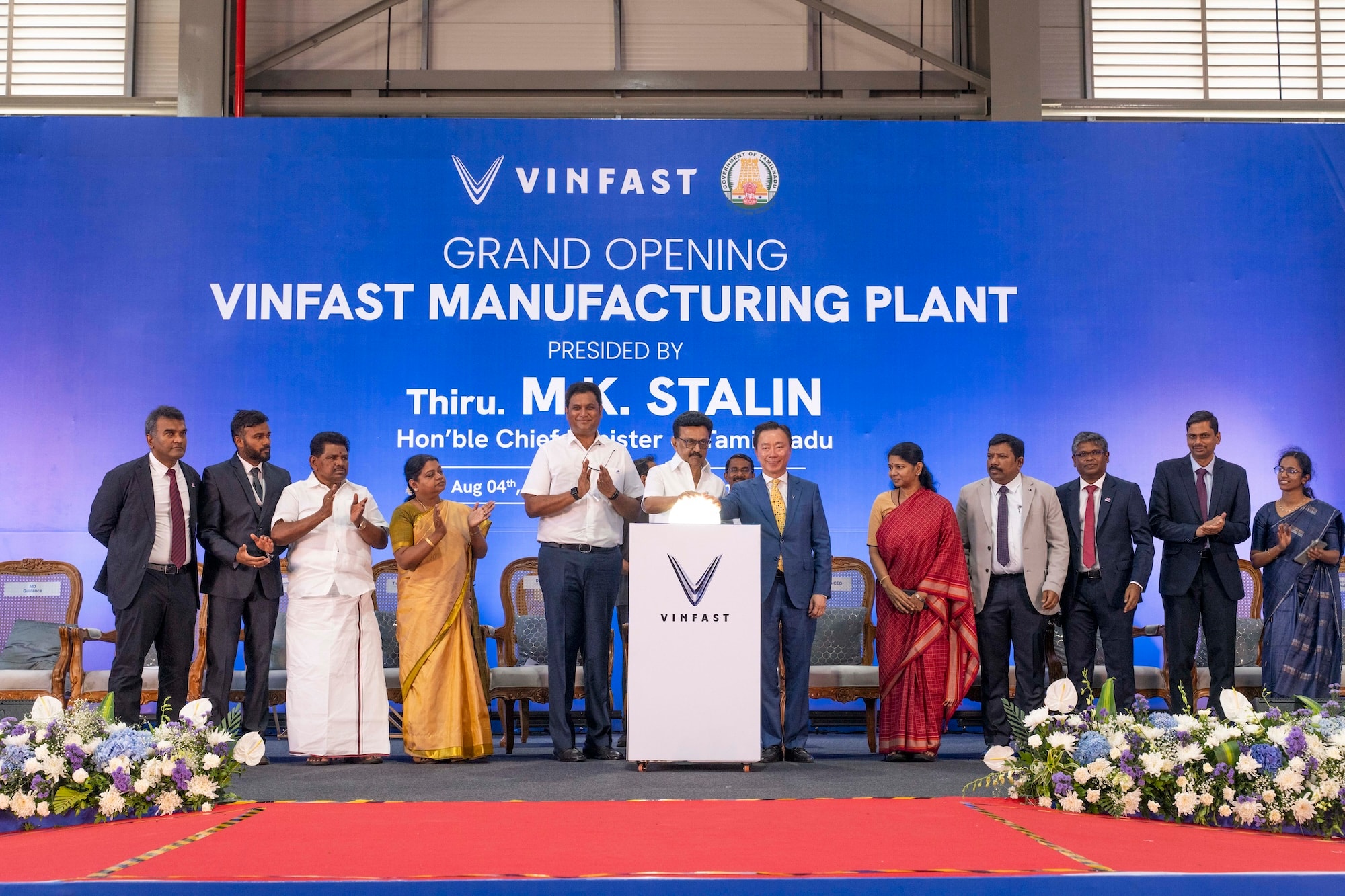 Lễ khánh thành nhà máy ô tô VinFast Ấn Độ đầu tháng 8/2025 - Ảnh: VF