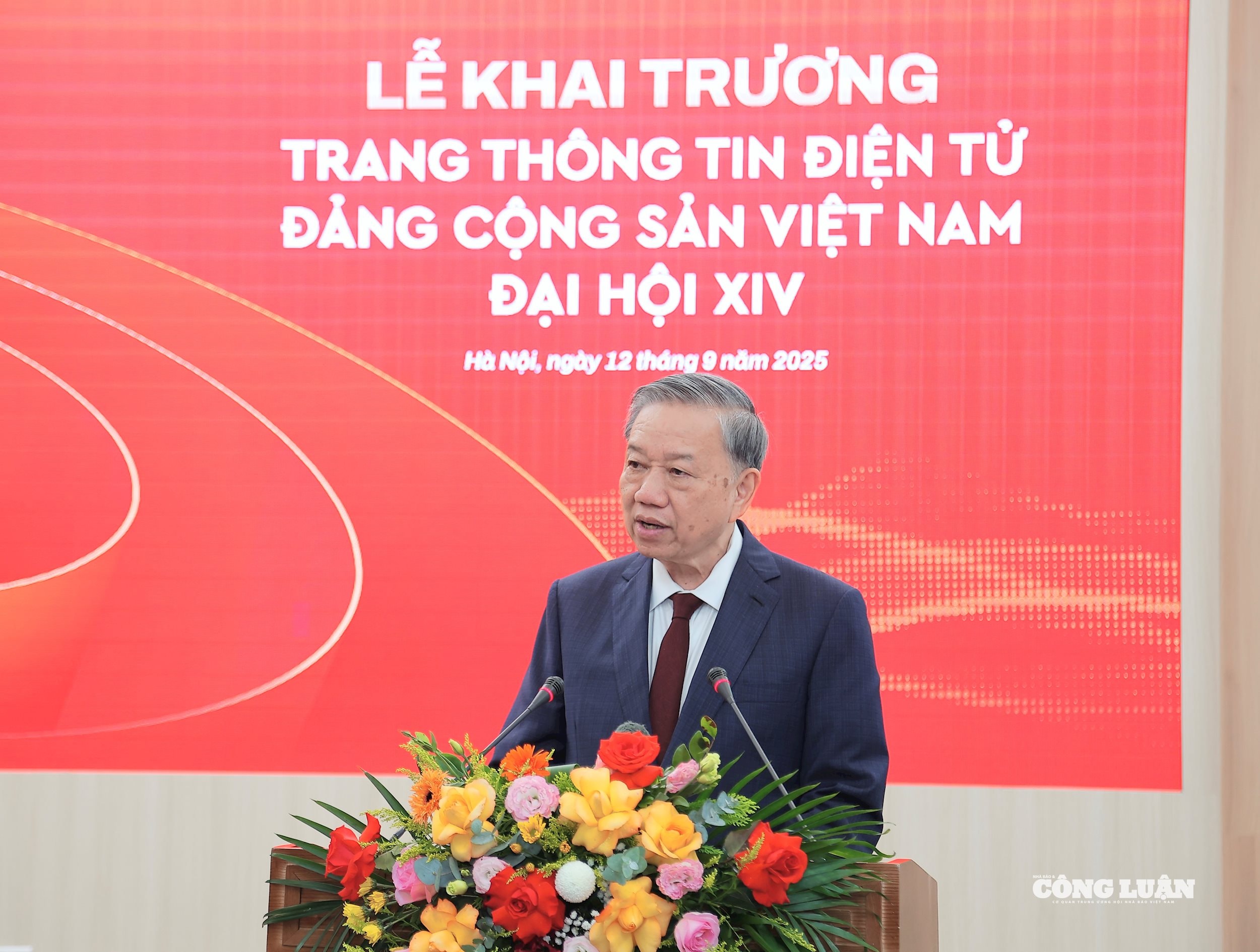 Tổng Bí thư Tô Lâm phát biểu chỉ đạo tại sự kiện khai trương Trang tin điện tử 'Đảng Cộng sản Việt Nam – Đại hội XIV'. 