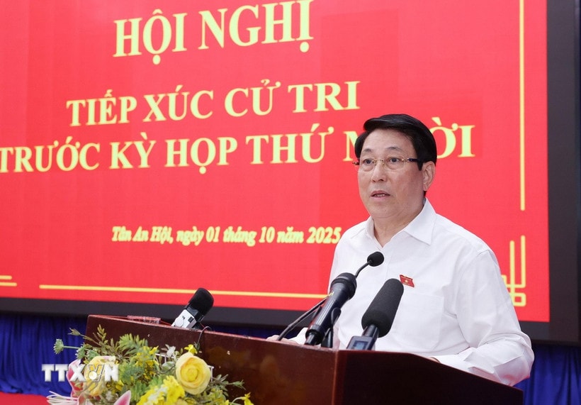 Chủ tịch nước Lương Cường phát biểu. Ảnh: Lâm Khánh/TTXVN