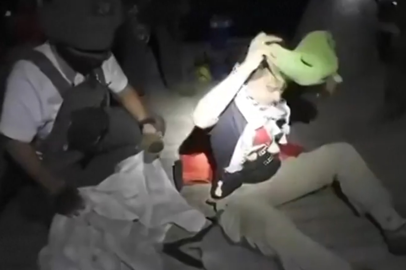 Nhà vận động khí hậu người Thụy Điển Greta Thunberg bị bắt giữ. Ảnh chụp màn