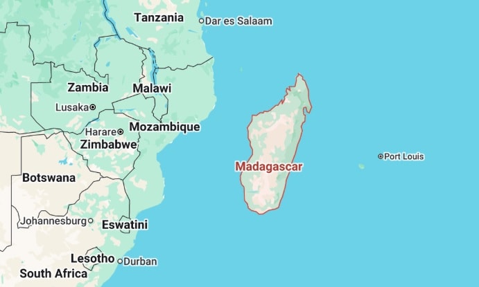 Vị trí Madagascar trên bản đồ
