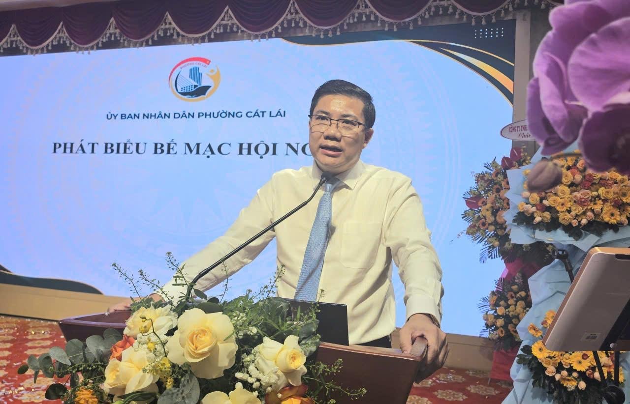Ông Võ Tấn Quan, Chủ tịch UBND phường Cát Lái phát biểu tại chương trình.