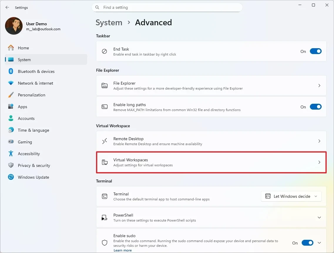 仮想化を無効にするには、[設定] に移動します。